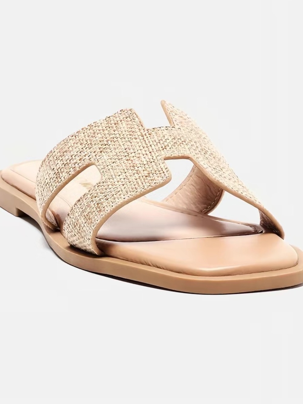 Fashion Nova Beige Woven Slide Sandals
